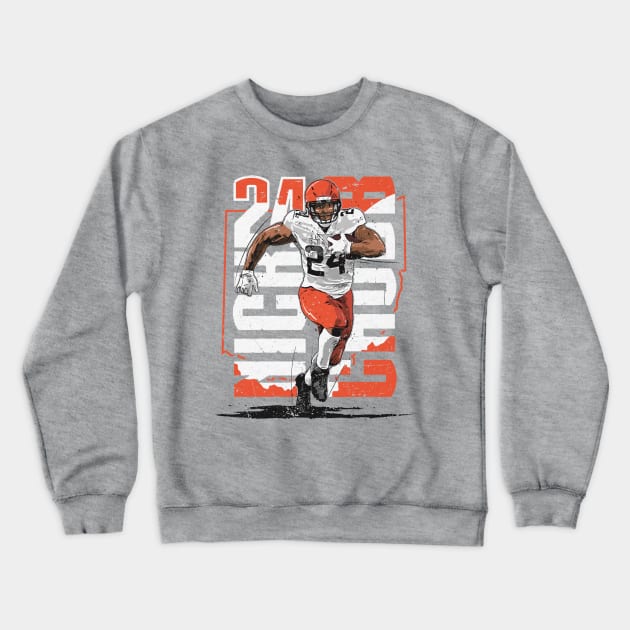 Nick Chubb Cleveland Vertical Name Crewneck Sweatshirt by MASTER_SHAOLIN